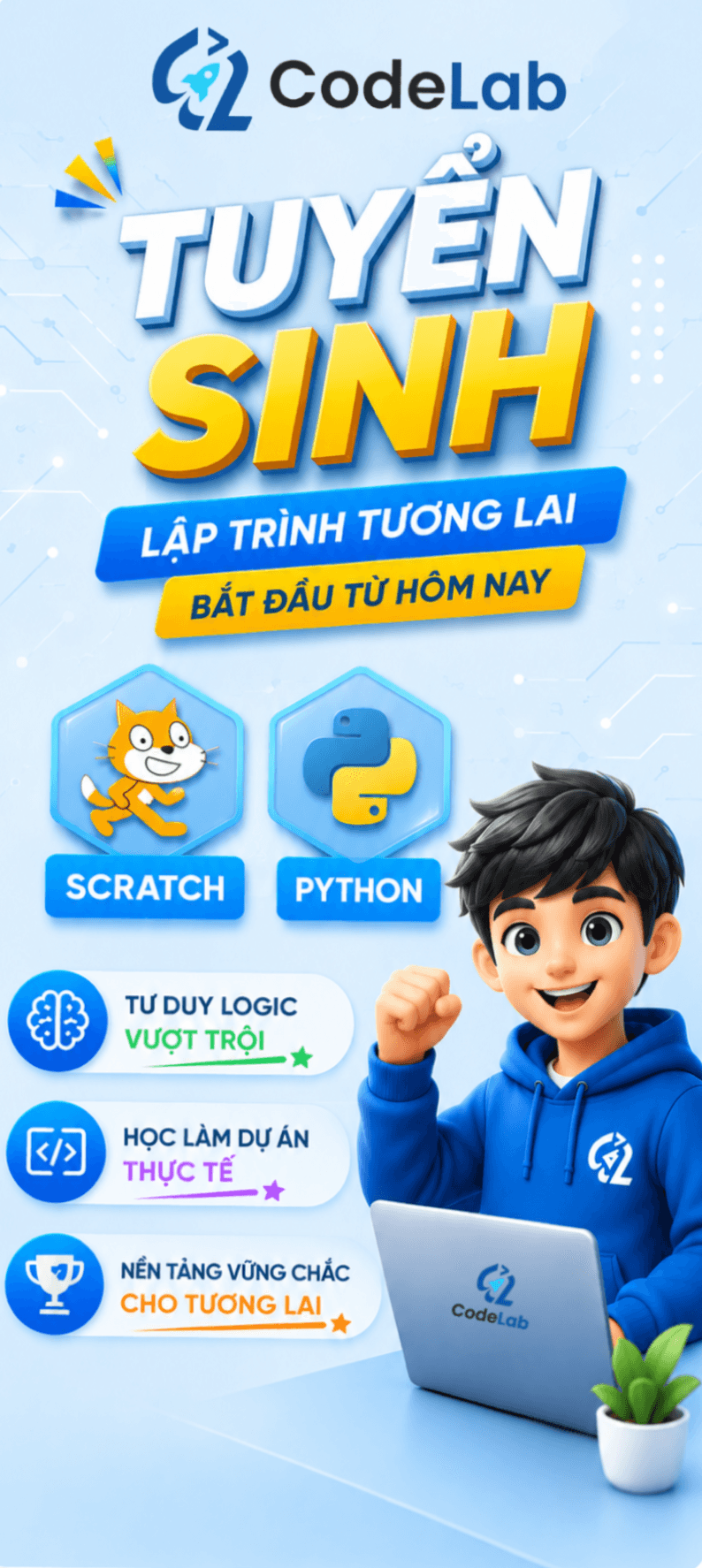 Tuyển sinh CodeLab — Scratch & Python, bắt đầu từ hôm nay