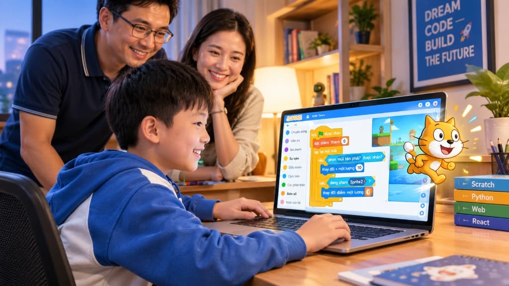 Tại Sao Lập Trình Scratch Là Khoản Đầu Tư Tư Duy Tốt Nhất Cho Con Trong Kỷ Nguyên AI?